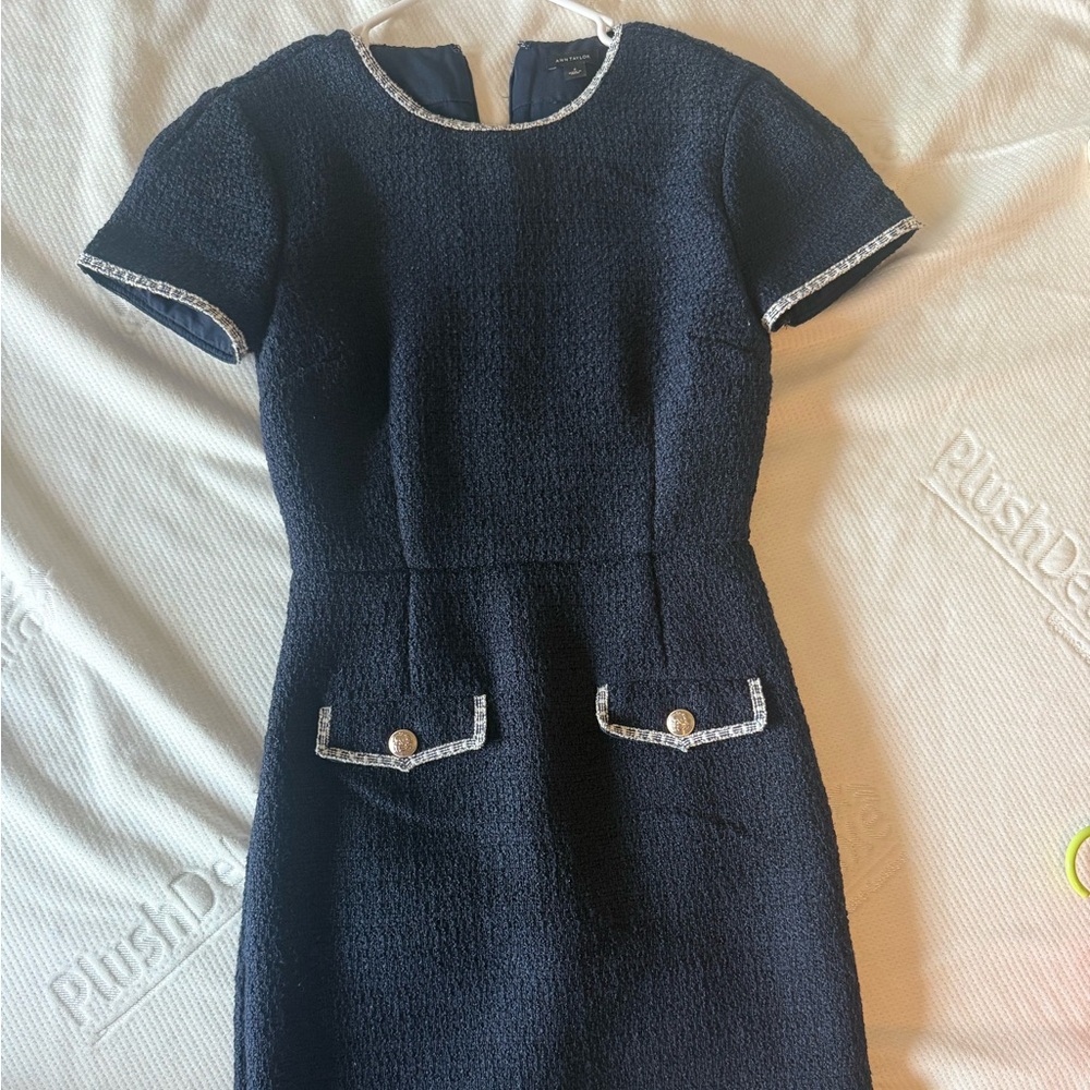 Ann Taylor Navy Dress with White Accents Mini